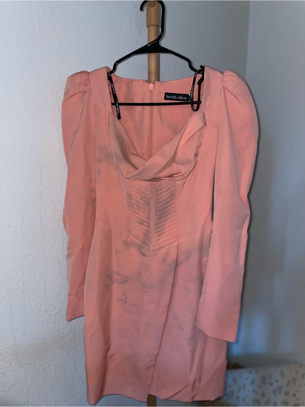 Lavish Alice Pink Long-Sleeve Cowl Neck Dress (DAMAGED- Washer Stain)